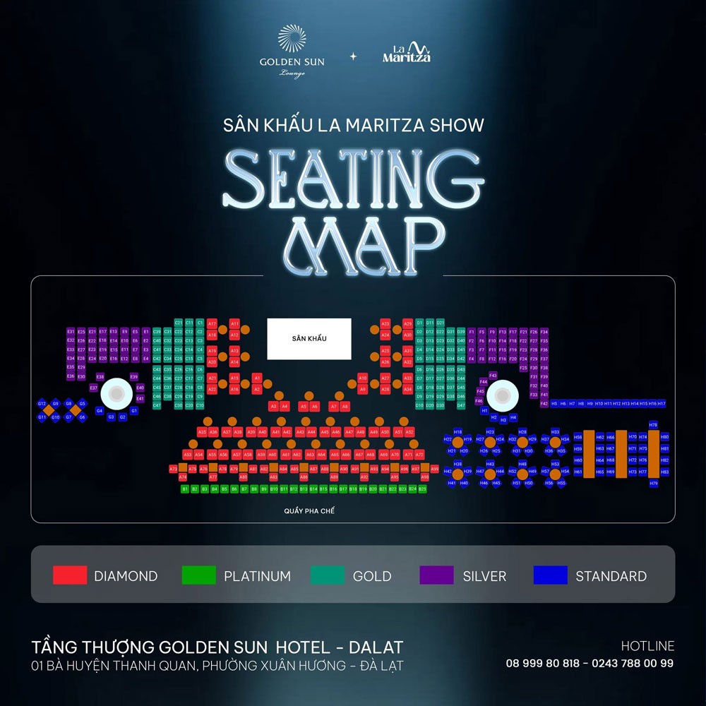Sơ đồ sân khấu tại La Maritza - Văn Mai Hương Live in Đà Lạt 2026